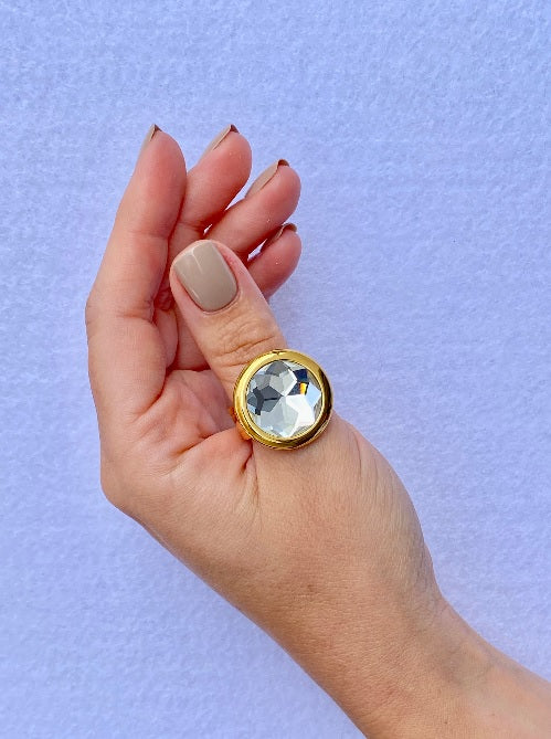 Anillo Gold Cristal Blanco