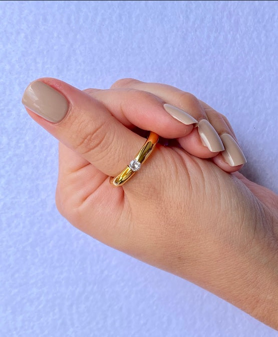 Anillo Gold Cristal Corte Brillante