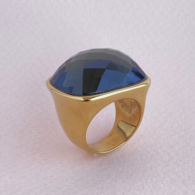 Anillo Grueso Gold y Cristal Marengo