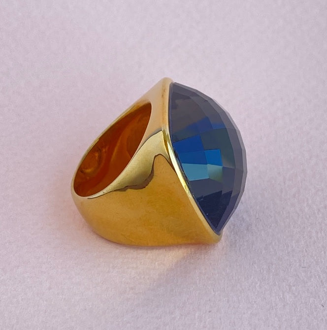 Anillo Grueso Gold y Cristal Marengo