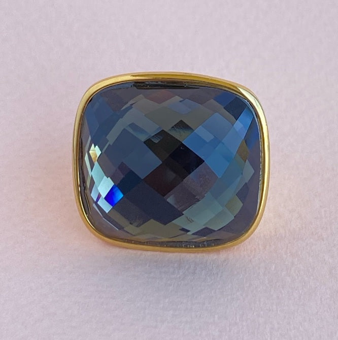 Anillo Grueso Gold y Cristal Marengo