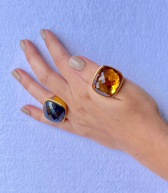 Anillo Grueso Gold y Cristal Marengo