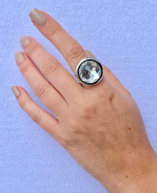 Anillo Silver Cristal Blanco