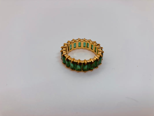 Anillo Cristales Verdes Gold